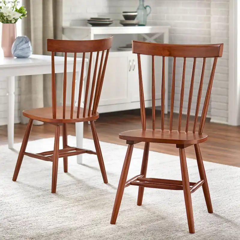 Chaises de salle à manger en bois massif à fuseaux (lot de 2) - Chaise de cuisine de style ferme