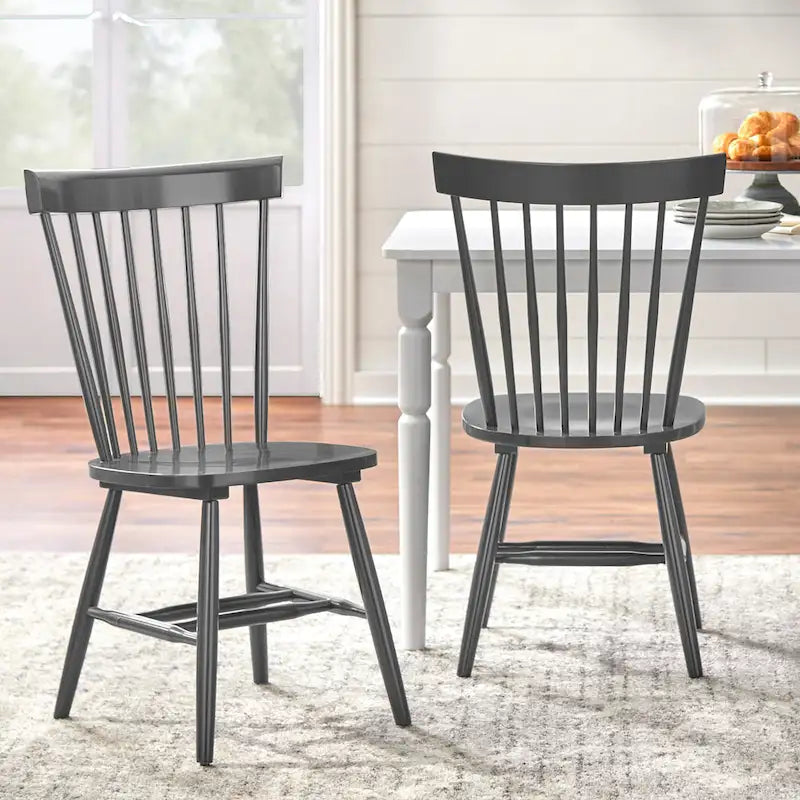 Chaises de salle à manger en bois massif à fuseaux (lot de 2) - Chaise de cuisine de style ferme