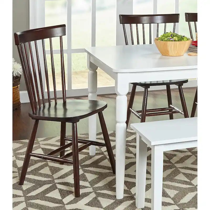 Chaises de salle à manger en bois massif à fuseaux (lot de 2) - Chaise de cuisine de style ferme