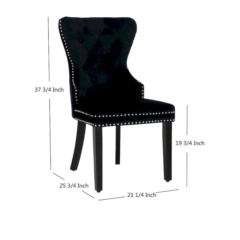 Chaise de salle à manger capitonnée Grandview (lot de 2) avec clous décoratifs et anneau de tirage