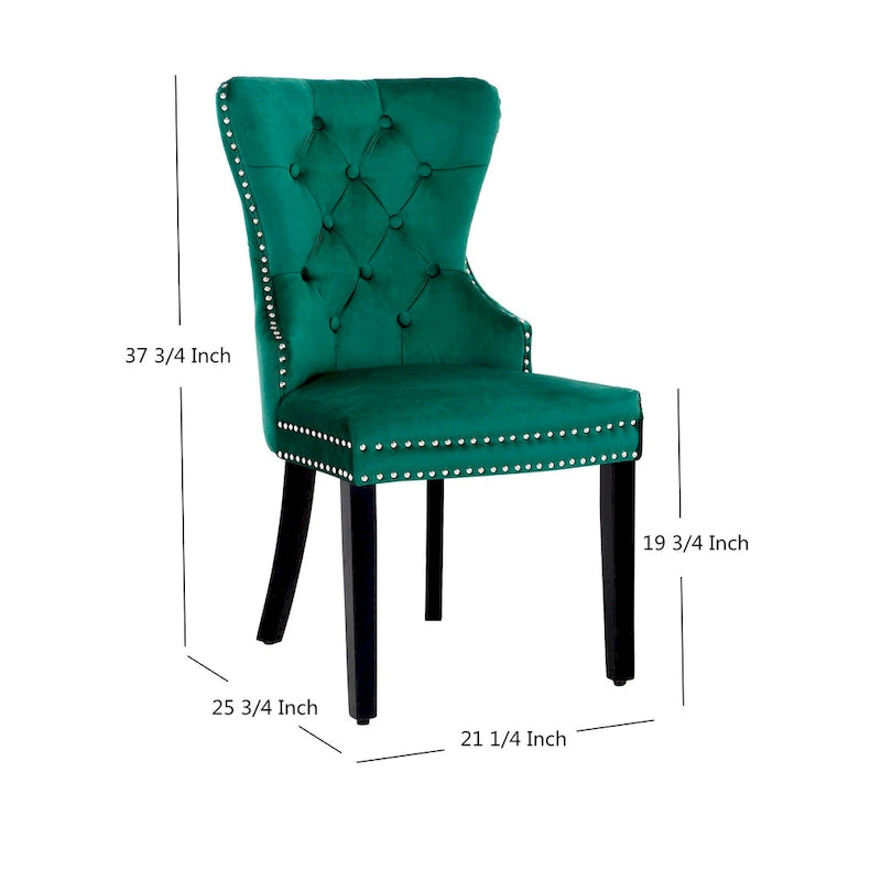 Chaise de salle à manger capitonnée Grandview (lot de 2) avec clous décoratifs et anneau de tirage