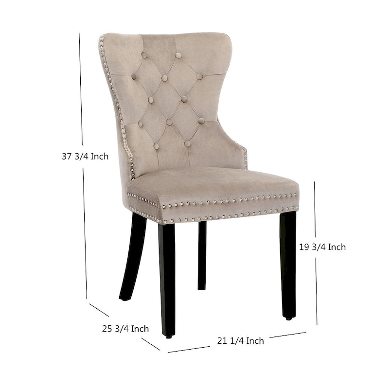 Chaise de salle à manger capitonnée Grandview (lot de 2) avec clous décoratifs et anneau de tirage