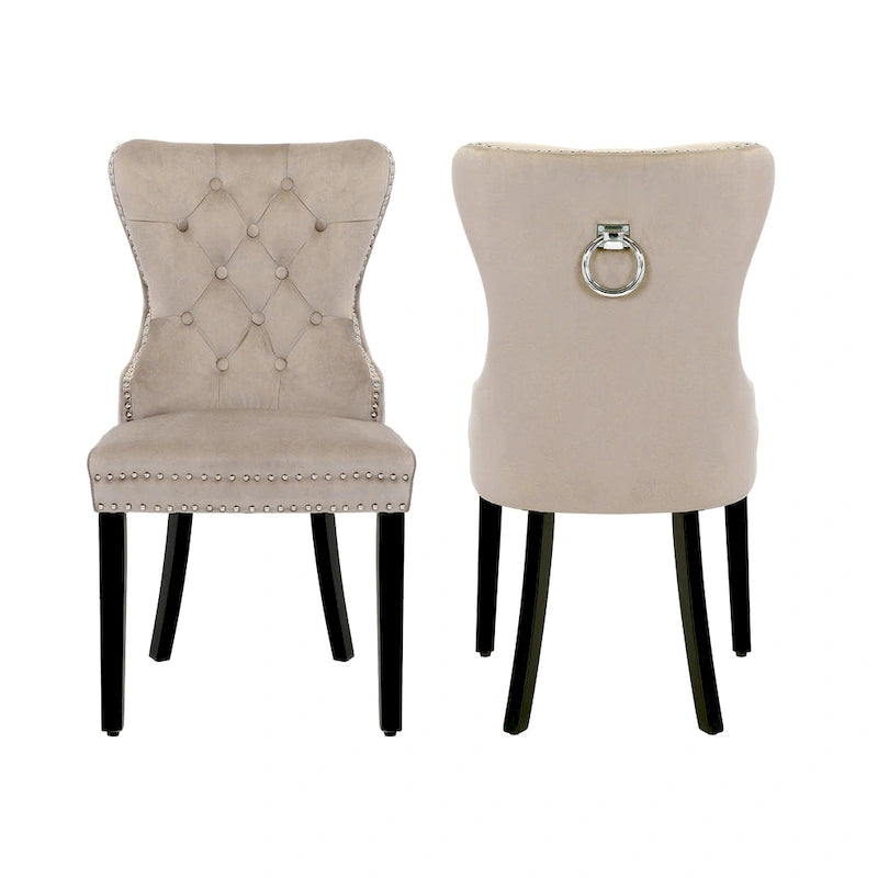 Chaise de salle à manger capitonnée Grandview (lot de 2) avec clous décoratifs et anneau de tirage