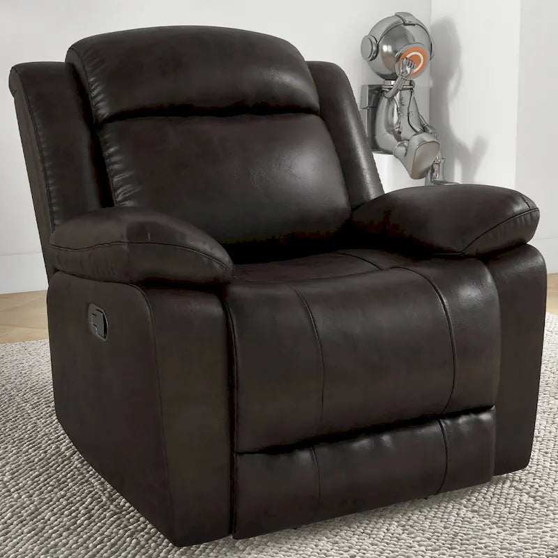 Fauteuil inclinable manuel avec accoudoirs et dossier surdimensionnés