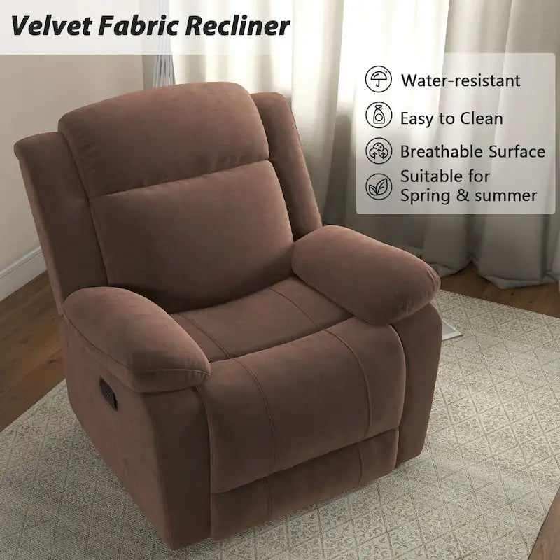 Fauteuil inclinable manuel avec accoudoirs et dossier surdimensionnés