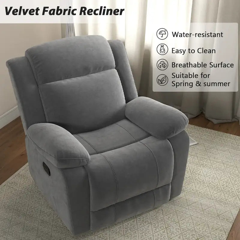 Fauteuil inclinable manuel avec accoudoirs et dossier surdimensionnés