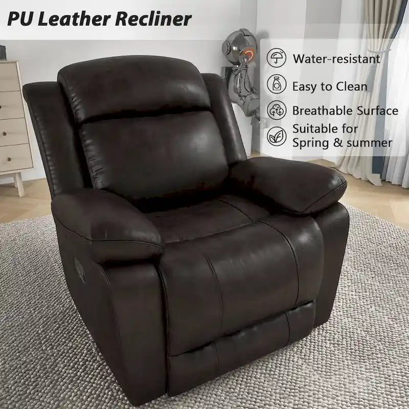 Fauteuil inclinable manuel avec accoudoirs et dossier surdimensionnés