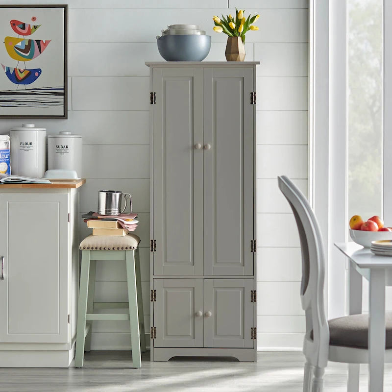 Meuble de rangement extra-haut de style ferme moderne - Armoire de sol autoportante pour salon