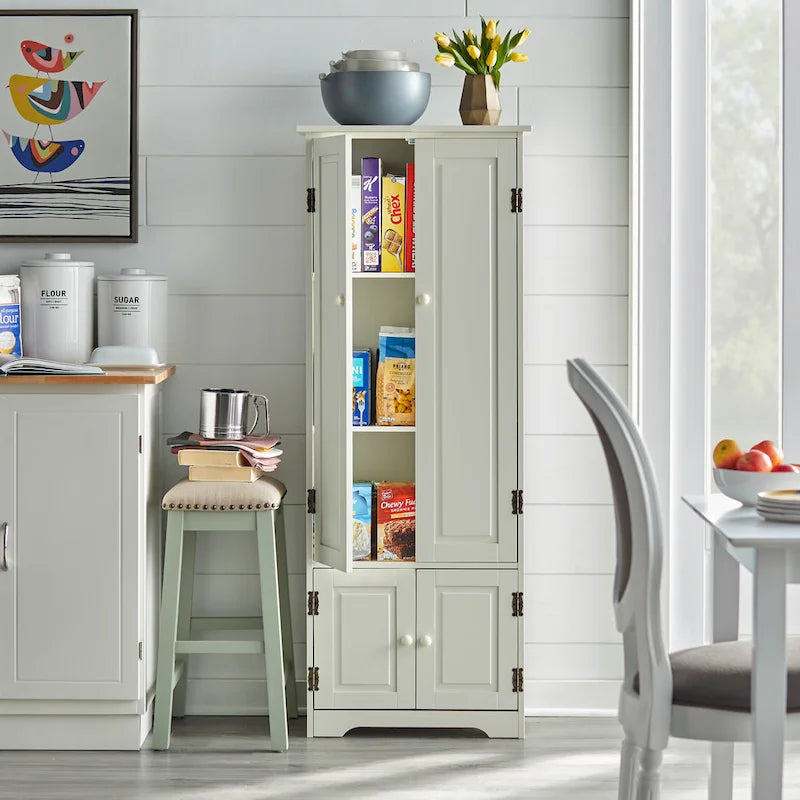 Meuble de rangement extra-haut de style ferme moderne - Armoire de sol autoportante pour salon