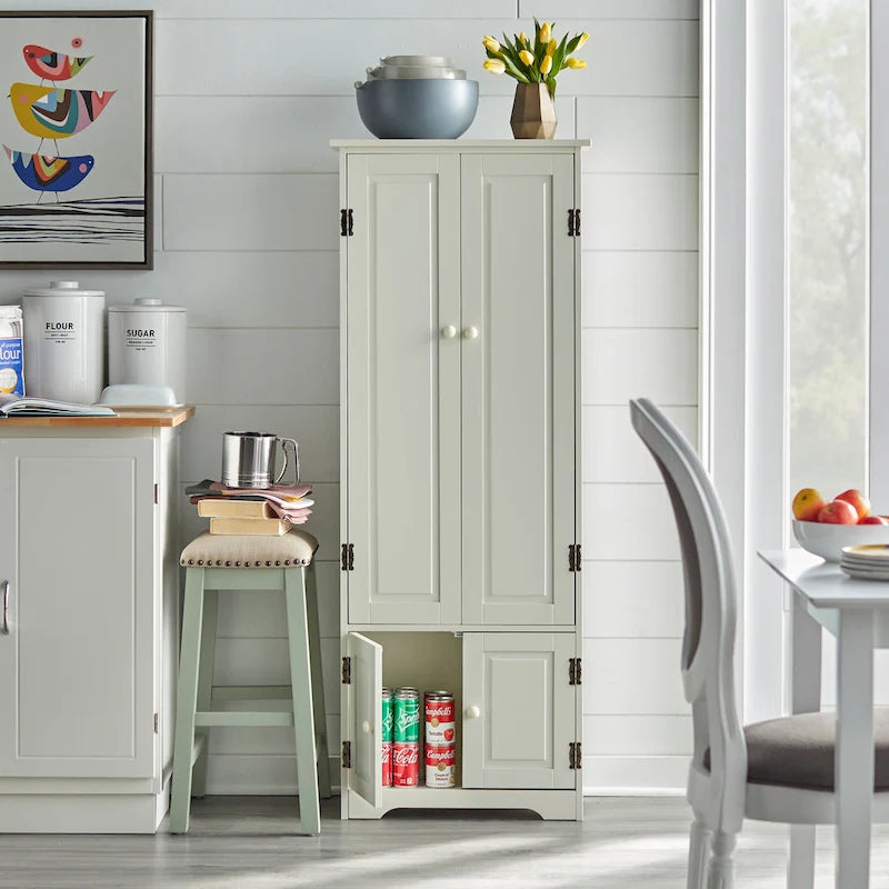 Meuble de rangement extra-haut de style ferme moderne - Armoire de sol autoportante pour salon