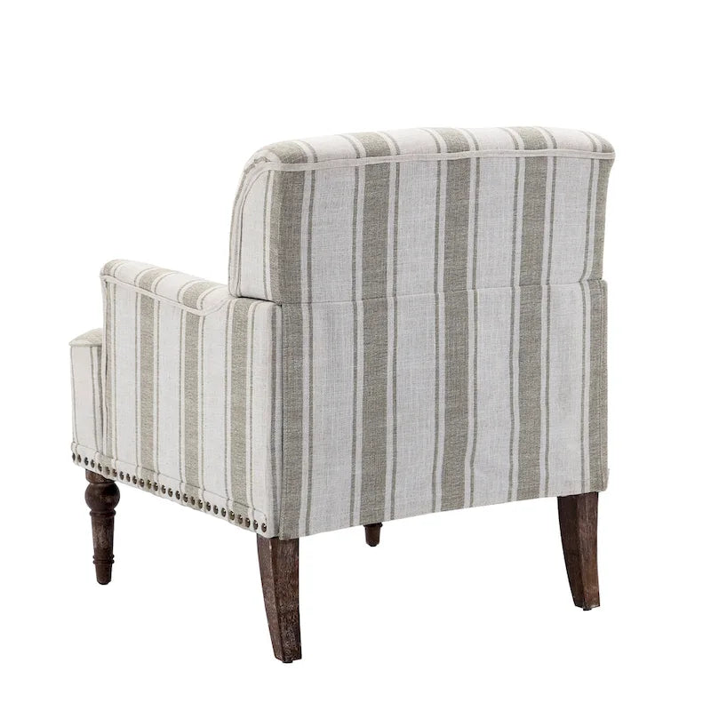 Fauteuil d'appoint moderne à rayures avec accoudoirs - Canapé individuel rembourré de style Mid-Century pour salon