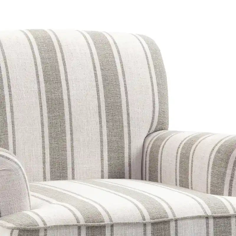 Fauteuil d'appoint moderne à rayures avec accoudoirs - Canapé individuel rembourré de style Mid-Century pour salon