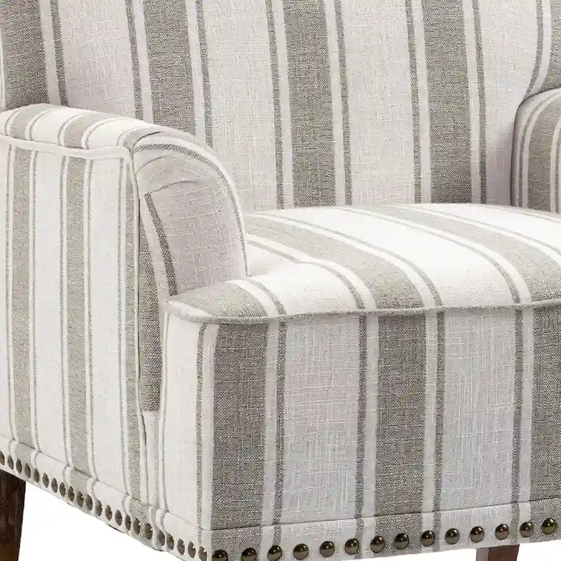 Fauteuil d'appoint moderne à rayures avec accoudoirs - Canapé individuel rembourré de style Mid-Century pour salon