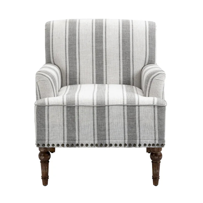 Fauteuil d'appoint moderne à rayures avec accoudoirs - Canapé individuel rembourré de style Mid-Century pour salon