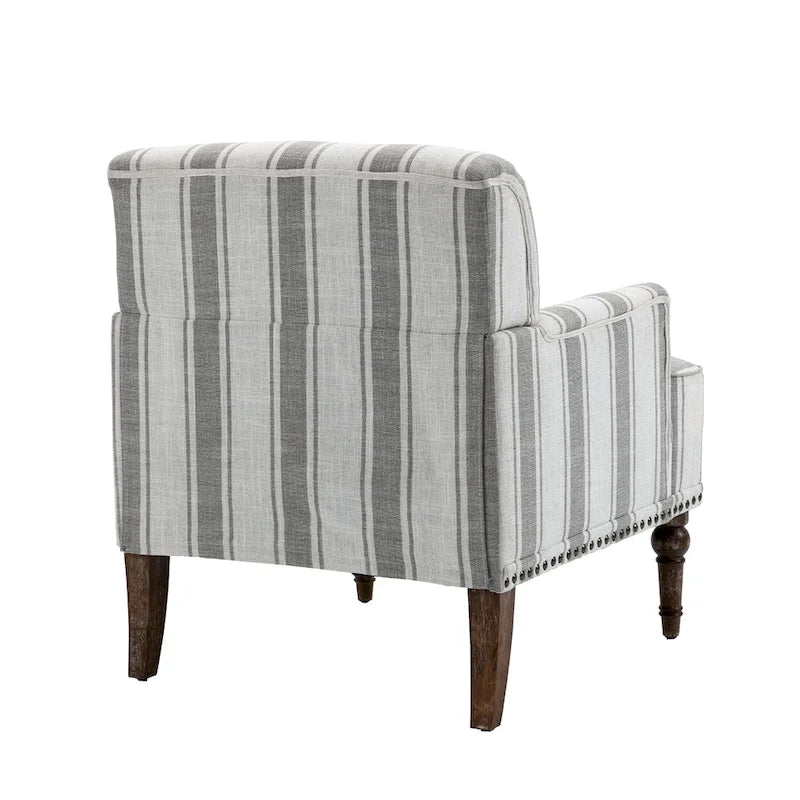 Fauteuil d'appoint moderne à rayures avec accoudoirs - Canapé individuel rembourré de style Mid-Century pour salon