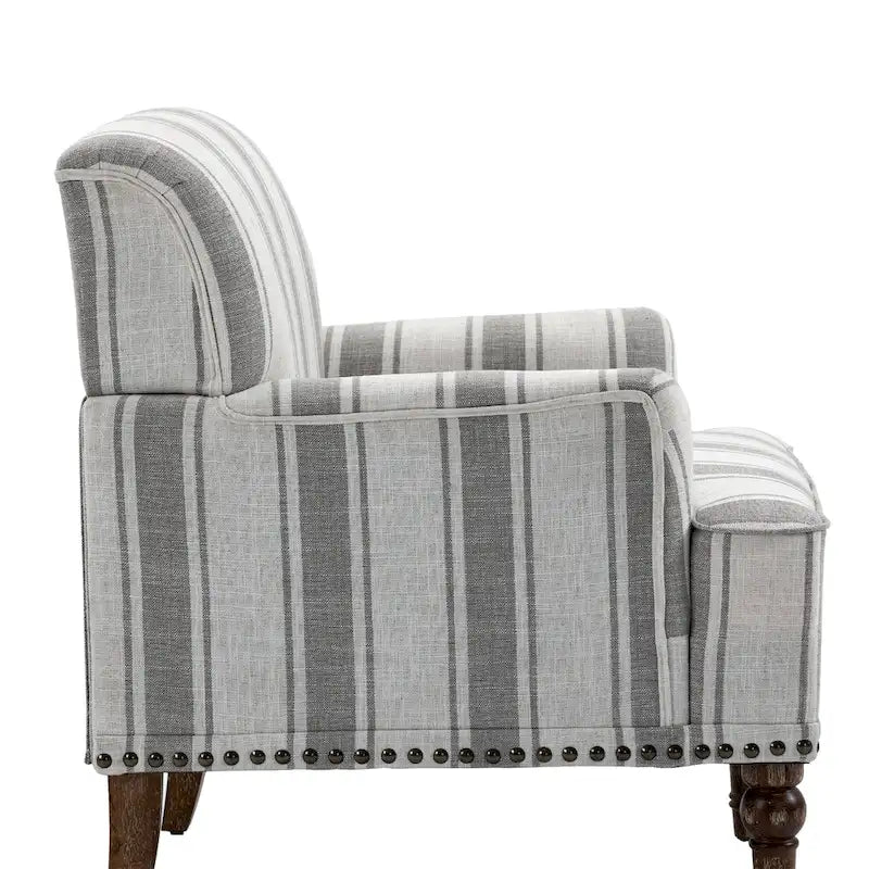 Fauteuil d'appoint moderne à rayures avec accoudoirs - Canapé individuel rembourré de style Mid-Century pour salon