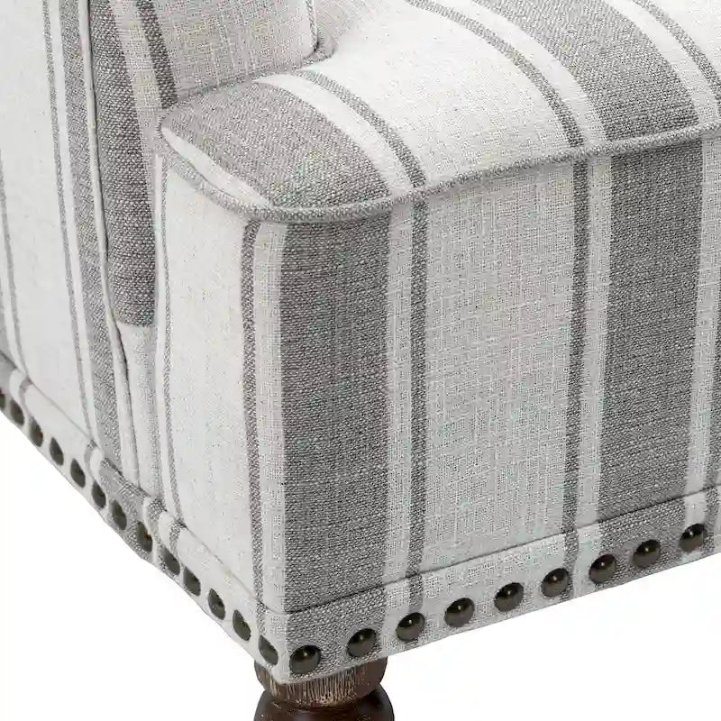 Fauteuil d'appoint moderne à rayures avec accoudoirs - Canapé individuel rembourré de style Mid-Century pour salon