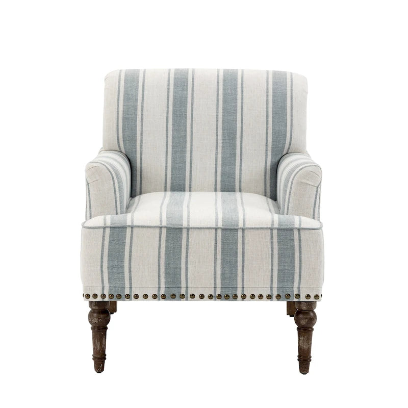 Fauteuil d'appoint moderne à rayures avec accoudoirs - Canapé individuel rembourré de style Mid-Century pour salon