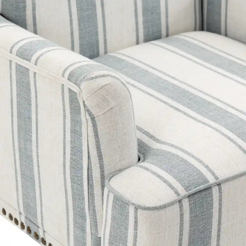Fauteuil d'appoint moderne à rayures avec accoudoirs - Canapé individuel rembourré de style Mid-Century pour salon