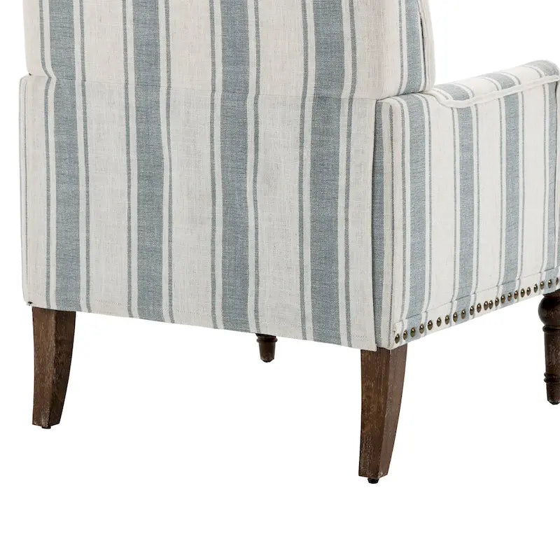 Fauteuil d'appoint moderne à rayures avec accoudoirs - Canapé individuel rembourré de style Mid-Century pour salon