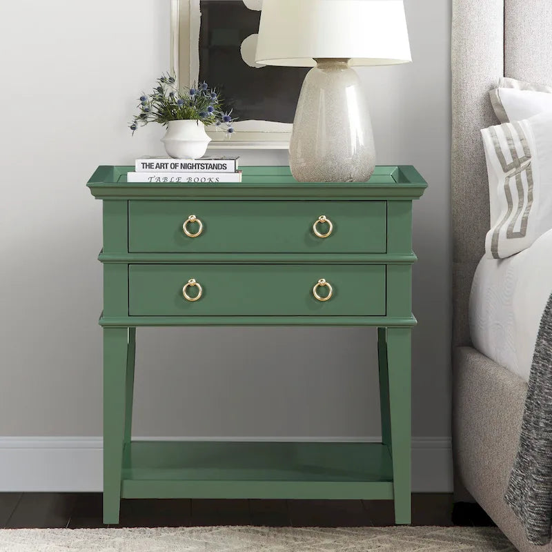 Collette – Table de chevet avec plateau et 2 tiroirs de rangement pour chambre à coucher