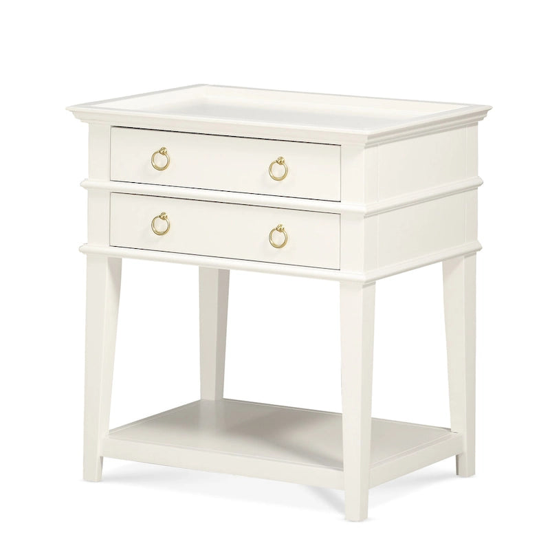 Collette – Table de chevet avec plateau et 2 tiroirs de rangement pour chambre à coucher