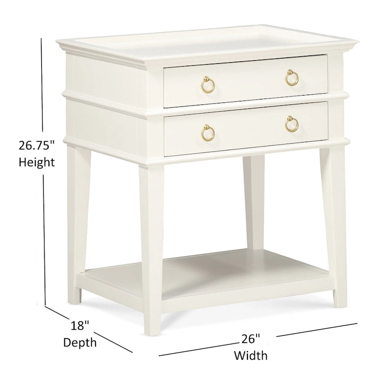 Collette – Table de chevet avec plateau et 2 tiroirs de rangement pour chambre à coucher