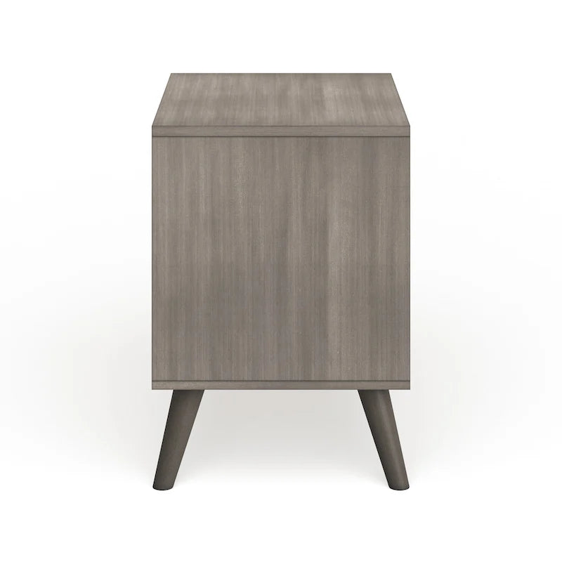 Table de chevet en bois de style moderne du milieu du siècle à 2 tiroirs