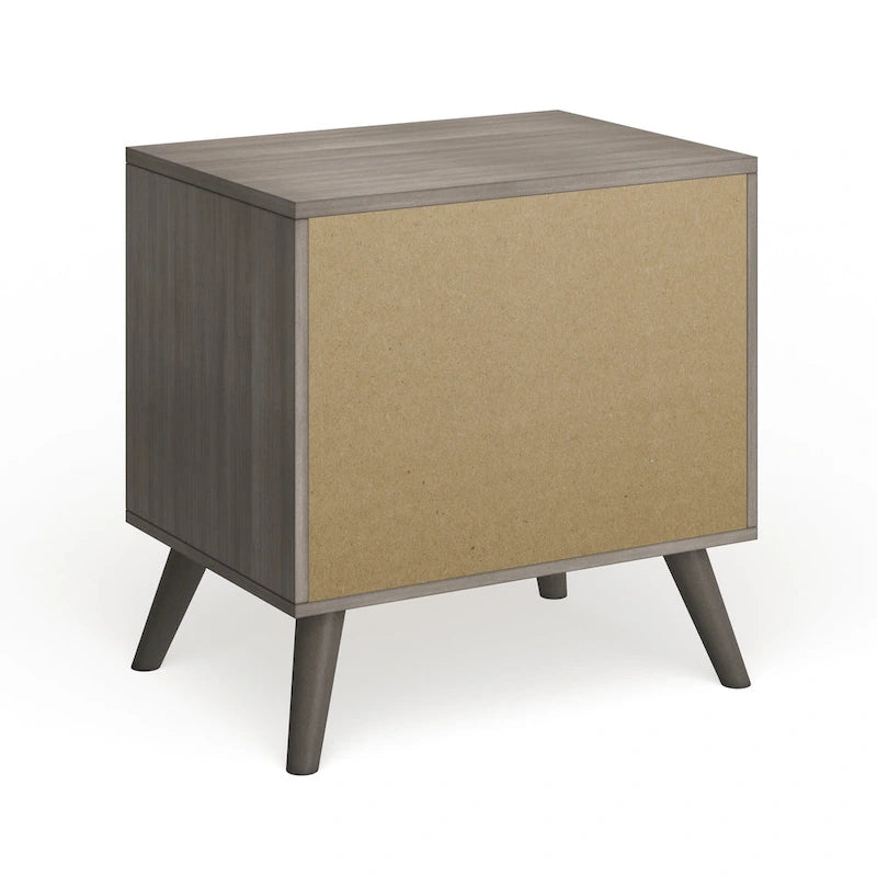 Table de chevet en bois de style moderne du milieu du siècle à 2 tiroirs