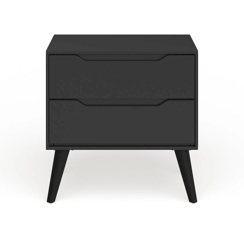Table de chevet en bois de style moderne du milieu du siècle à 2 tiroirs