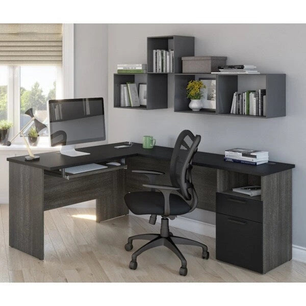 Bureau d'angle en L - Bureau d'ordinateur d'angle moderne avec rangement pour le bureau à domicile