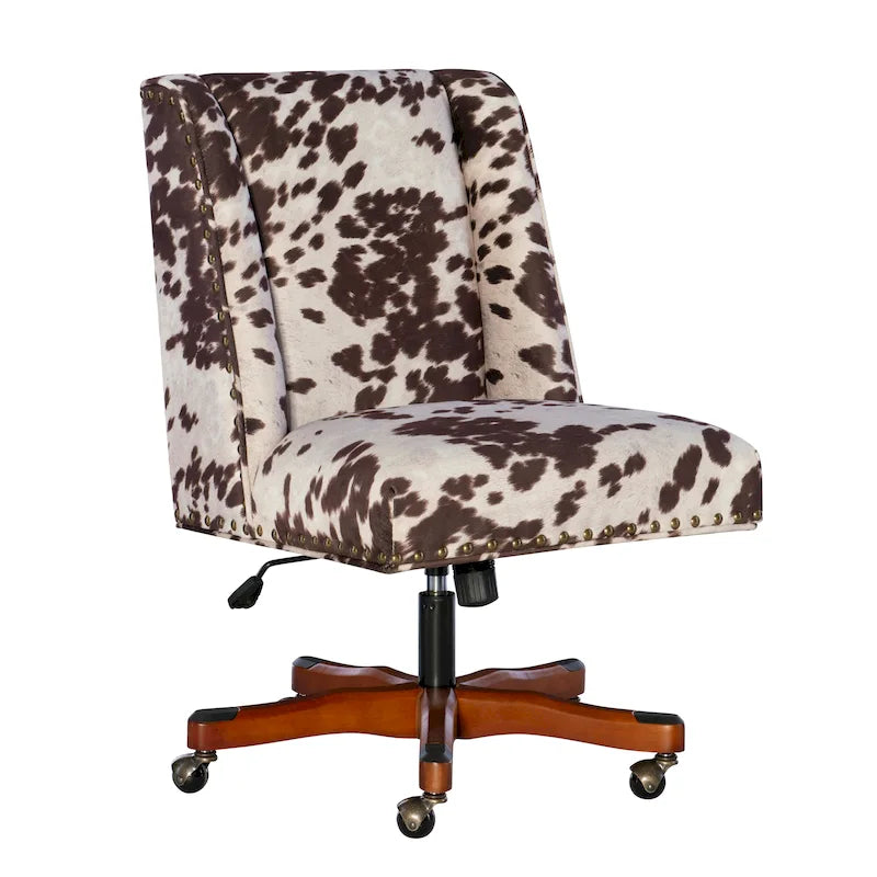 Fauteuil de bureau en peluche imprimé vache marron et blanc