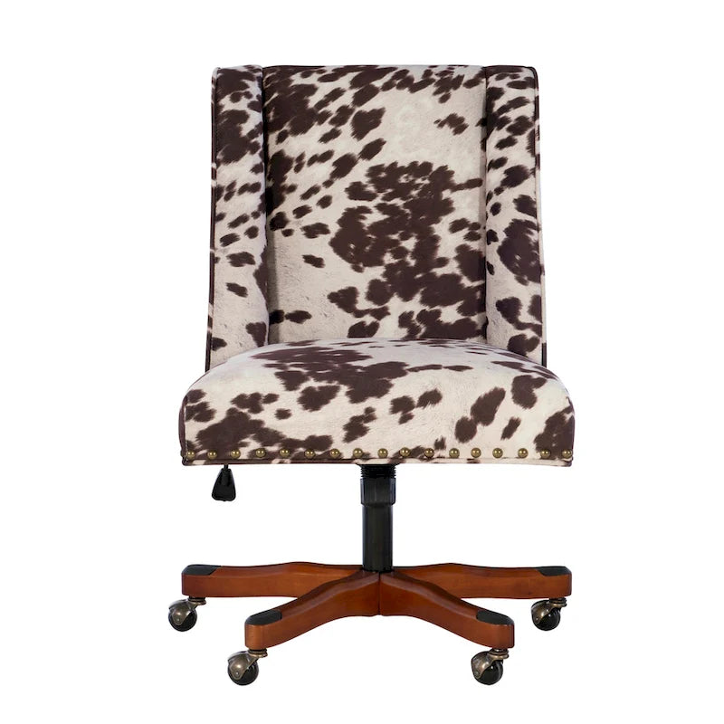 Fauteuil de bureau en peluche imprimé vache marron et blanc