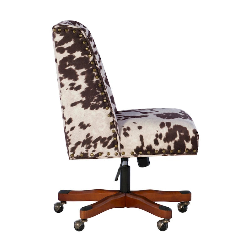 Fauteuil de bureau en peluche imprimé vache marron et blanc