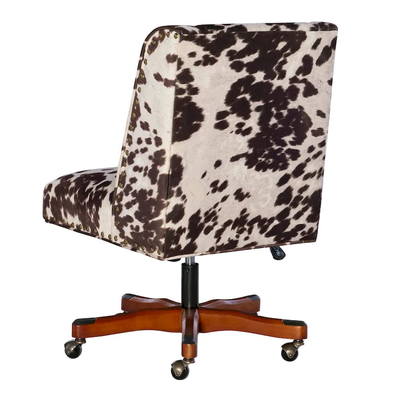 Fauteuil de bureau en peluche imprimé vache marron et blanc