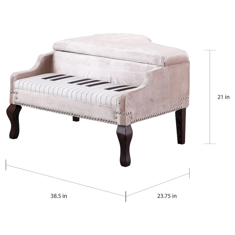21 po. Repose-pieds de salon rembourré couleur beige avec garniture cloutée