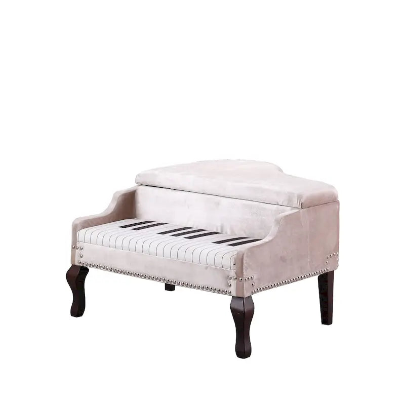 21 po. Repose-pieds de salon rembourré couleur beige avec garniture cloutée