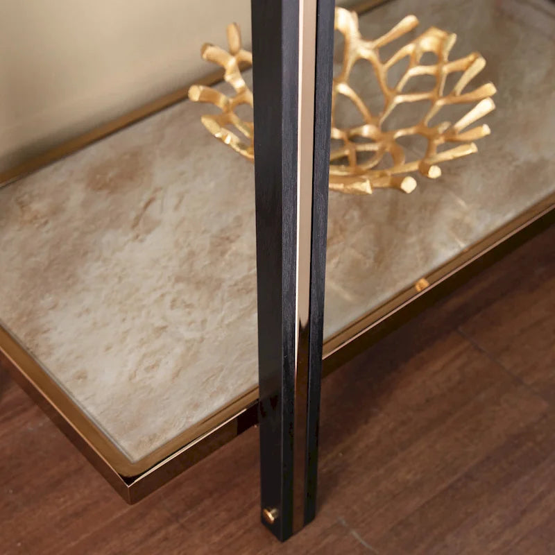 Table console de transition en métal couleur champagne - Table d'appoint pour entrée/canapé dans le salon