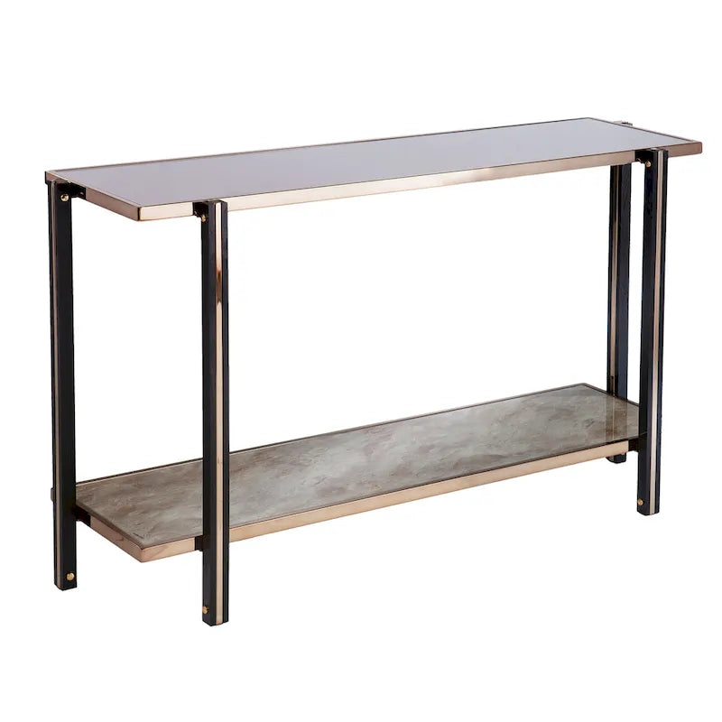 Table console de transition en métal couleur champagne - Table d'appoint pour entrée/canapé dans le salon