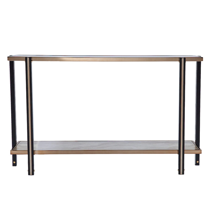 Table console de transition en métal couleur champagne - Table d'appoint pour entrée/canapé dans le salon