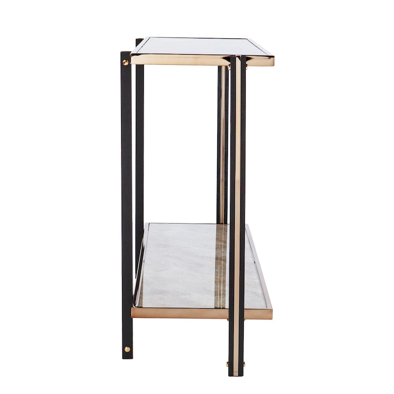Table console de transition en métal couleur champagne - Table d'appoint pour entrée/canapé dans le salon