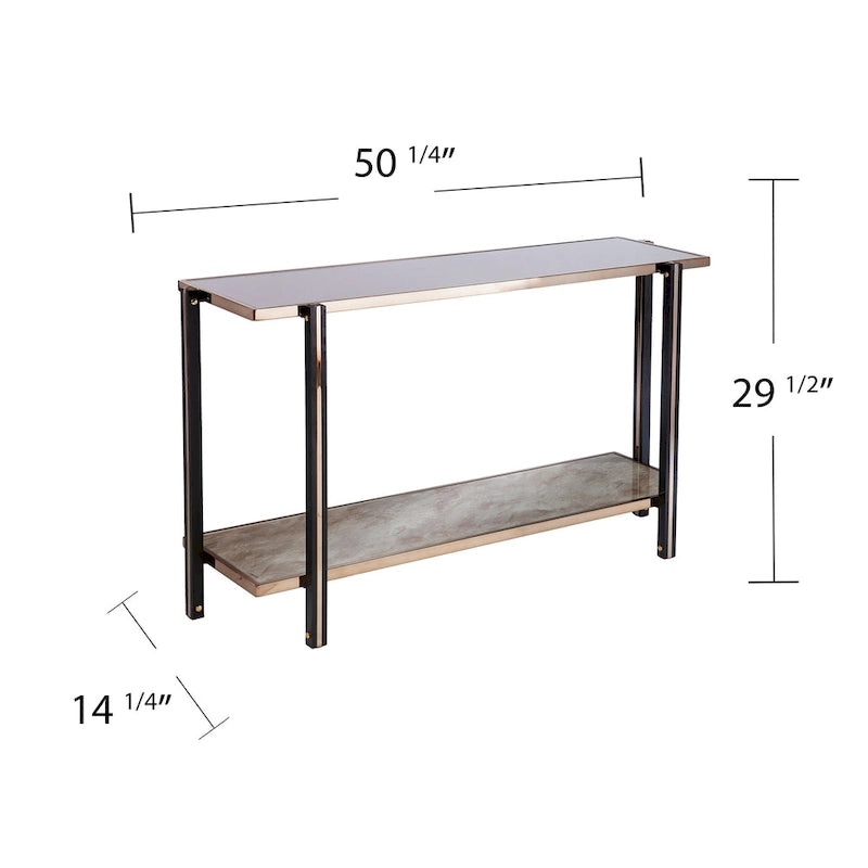 Table console de transition en métal couleur champagne - Table d'appoint pour entrée/canapé dans le salon
