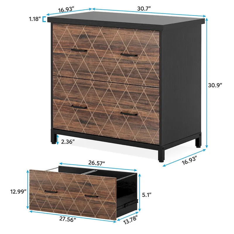 Meuble de classement à 2 tiroirs, Classeur latéral, Classeur de bureau