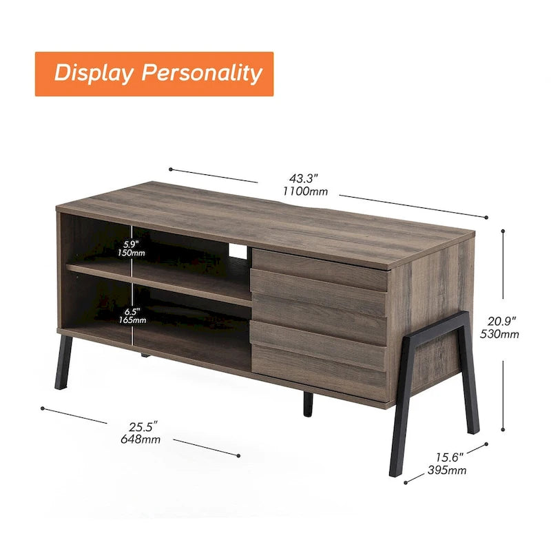 Meuble TV scandinave Meuble TV en bois pour téléviseurs jusqu'à 55 pouces - 42 pouces
