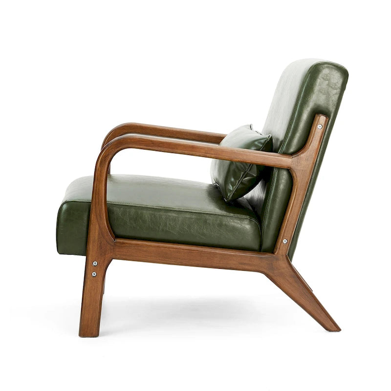 Ensemble de 2 fauteuils d'appoint Mid-Century Modern en cuir PU avec coussin - 65,4 cm L x 85,7 cm P x 78,1 cm H