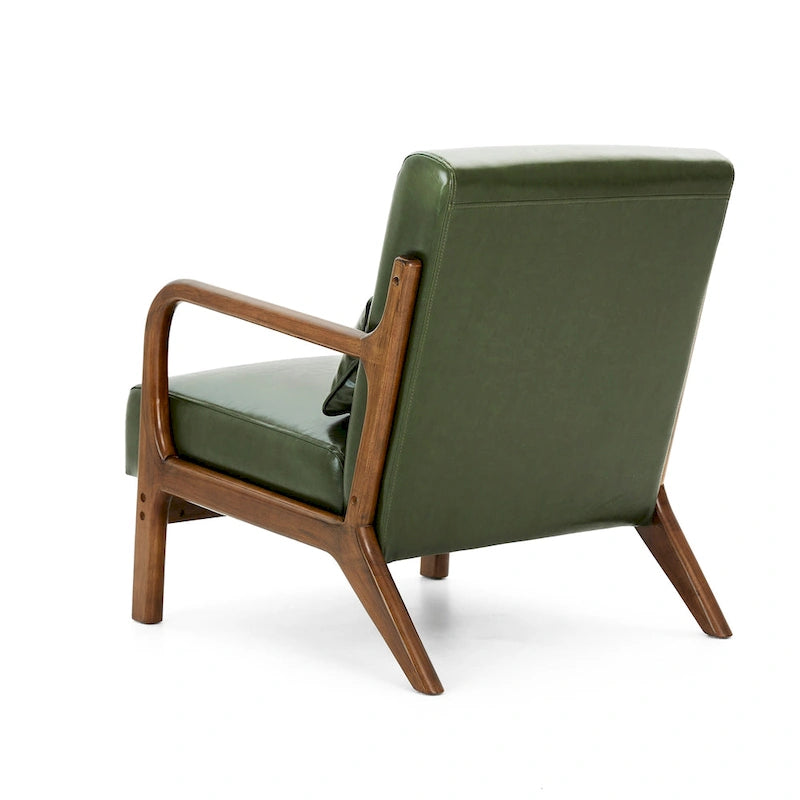 Ensemble de 2 fauteuils d'appoint Mid-Century Modern en cuir PU avec coussin - 65,4 cm L x 85,7 cm P x 78,1 cm H