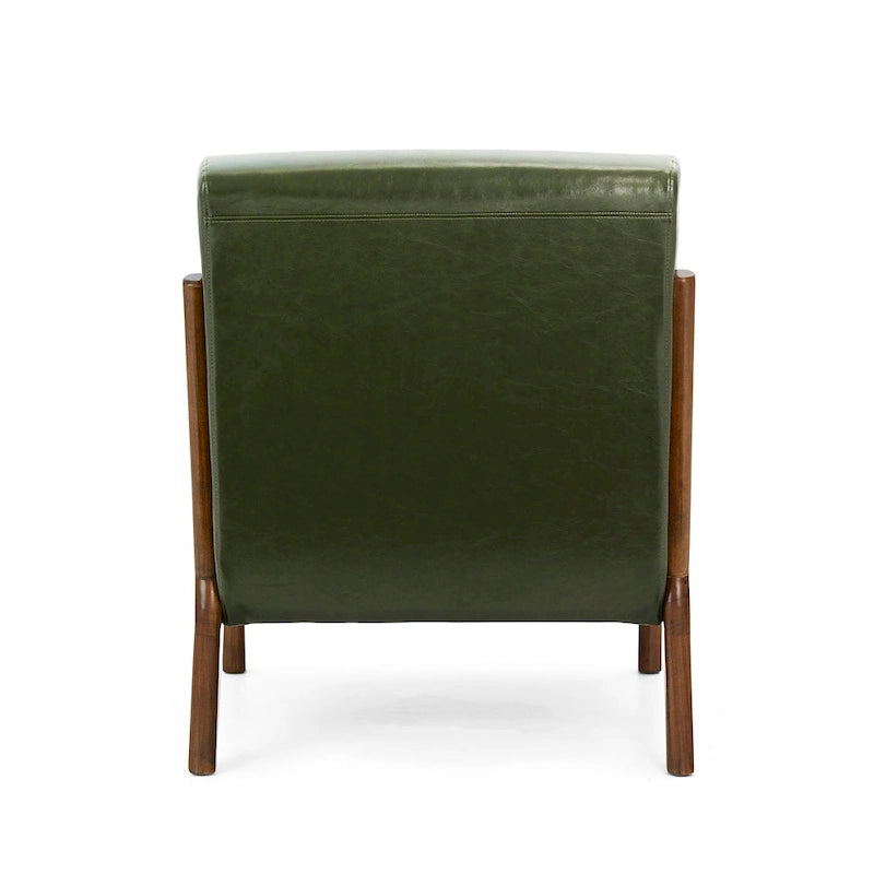 Ensemble de 2 fauteuils d'appoint Mid-Century Modern en cuir PU avec coussin - 65,4 cm L x 85,7 cm P x 78,1 cm H