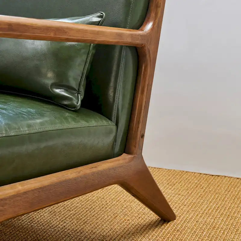 Ensemble de 2 fauteuils d'appoint Mid-Century Modern en cuir PU avec coussin - 65,4 cm L x 85,7 cm P x 78,1 cm H