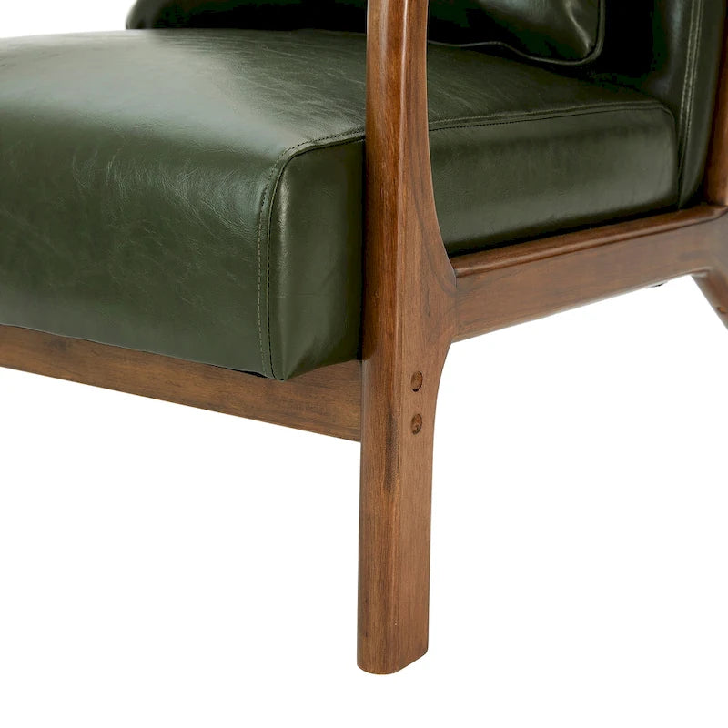 Ensemble de 2 fauteuils d'appoint Mid-Century Modern en cuir PU avec coussin - 65,4 cm L x 85,7 cm P x 78,1 cm H