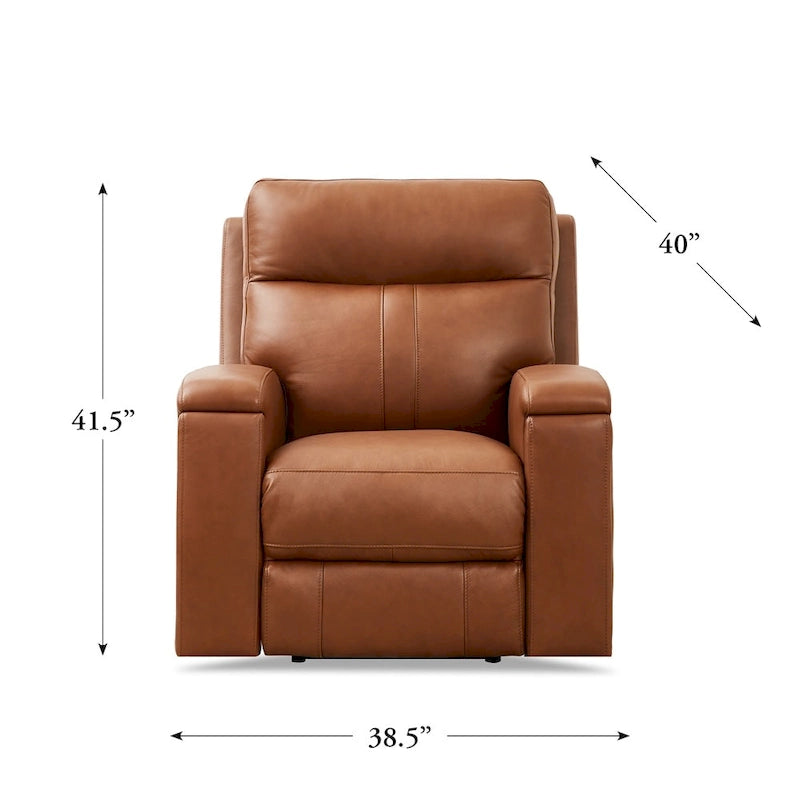 Fauteuil inclinable en cuir pleine fleur Venice Zero Gravity avec fonction d'inclinaison électrique, appui-tête réglable et porte-gobelet